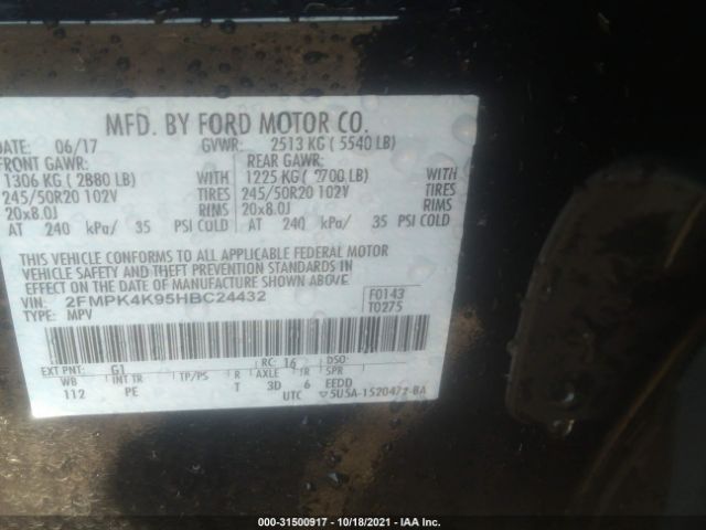 Photo 8 VIN: 2FMPK4K95HBC24432 - FORD EDGE 