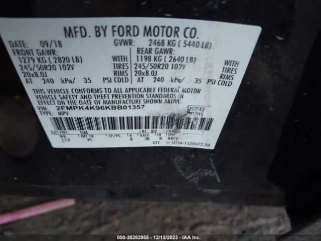 Photo 8 VIN: 2FMPK4K96KBB01357 - FORD EDGE 