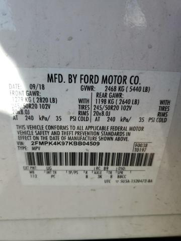 Photo 12 VIN: 2FMPK4K97KBB04509 - FORD EDGE 