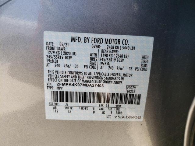 Photo 9 VIN: 2FMPK4K97MBA27403 - FORD EDGE TITAN 