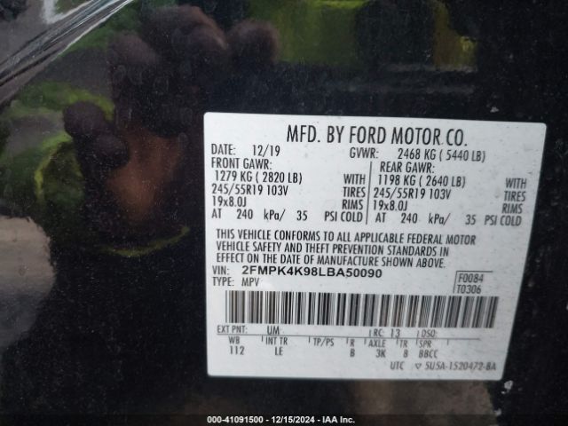 Photo 8 VIN: 2FMPK4K98LBA50090 - FORD EDGE 