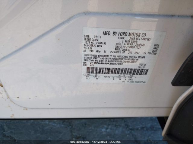 Photo 8 VIN: 2FMPK4K99KBB07993 - FORD EDGE 