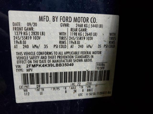 Photo 12 VIN: 2FMPK4K99LBB35049 - FORD EDGE TITAN 