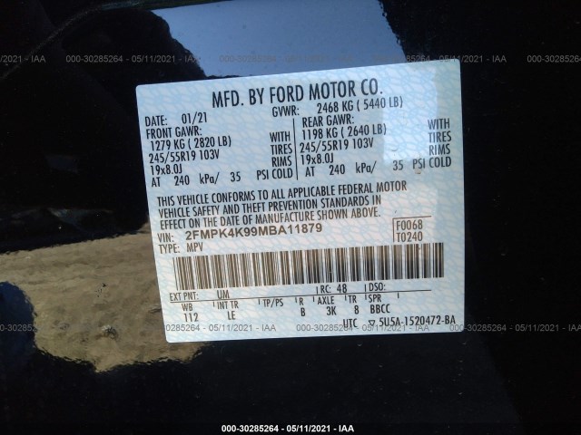 Photo 8 VIN: 2FMPK4K99MBA11879 - FORD EDGE 