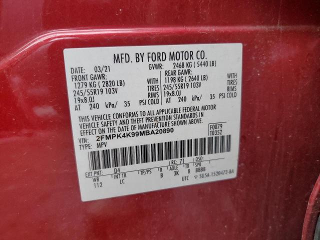 Photo 12 VIN: 2FMPK4K99MBA20890 - FORD EDGE TITAN 