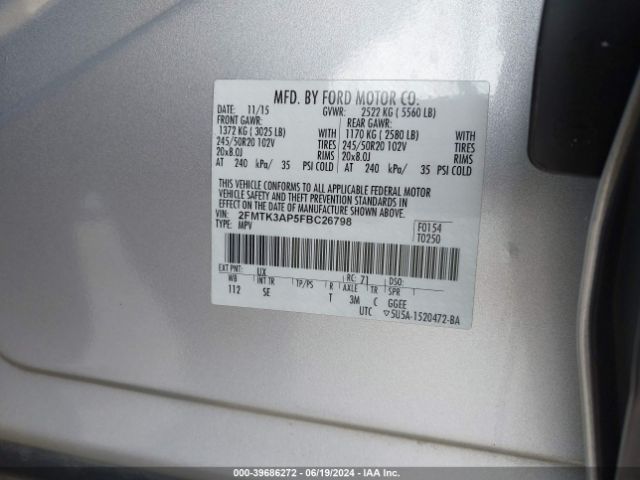 Photo 8 VIN: 2FMTK3AP5FBC26798 - FORD EDGE 