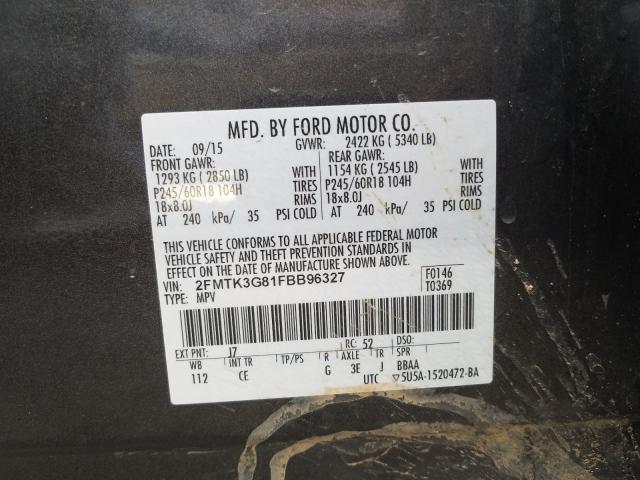 Photo 9 VIN: 2FMTK3G81FBB96327 - FORD EDGE SE 