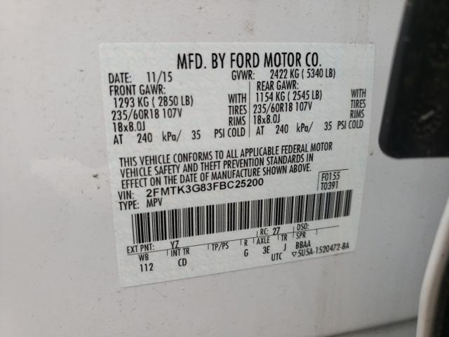 Photo 9 VIN: 2FMTK3G83FBC25200 - FORD EDGE SE 