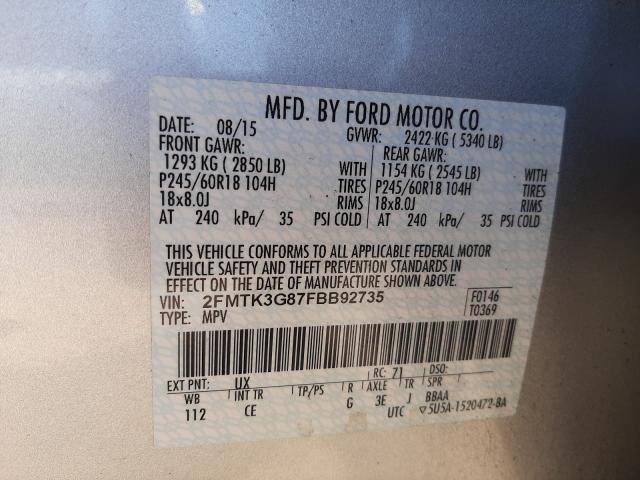 Photo 9 VIN: 2FMTK3G87FBB92735 - FORD EDGE SE 