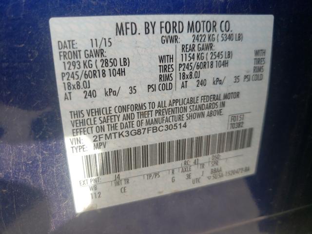 Photo 9 VIN: 2FMTK3G87FBC30514 - FORD EDGE SE 