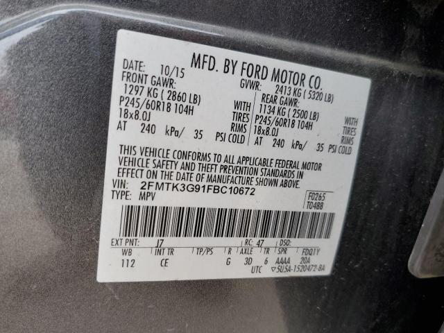 Photo 9 VIN: 2FMTK3G91FBC10672 - FORD EDGE SE 