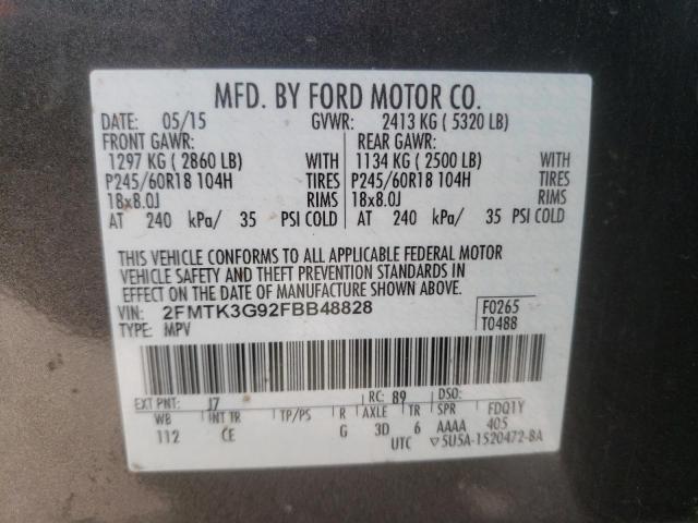 Photo 9 VIN: 2FMTK3G92FBB48828 - FORD EDGE SE 