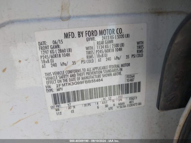 Photo 8 VIN: 2FMTK3G99FBB55484 - FORD EDGE 