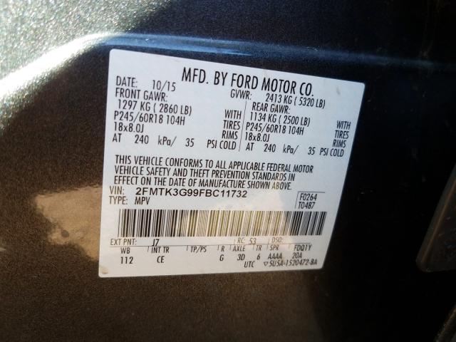 Photo 9 VIN: 2FMTK3G99FBC11732 - FORD EDGE SE 