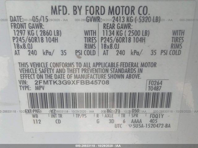 Photo 8 VIN: 2FMTK3G9XFBB45708 - FORD EDGE 