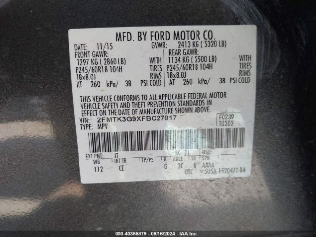 Photo 8 VIN: 2FMTK3G9XFBC27017 - FORD EDGE 