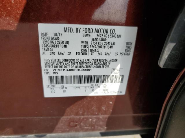 Photo 11 VIN: 2FMTK3J80FBC09481 - FORD EDGE SEL 