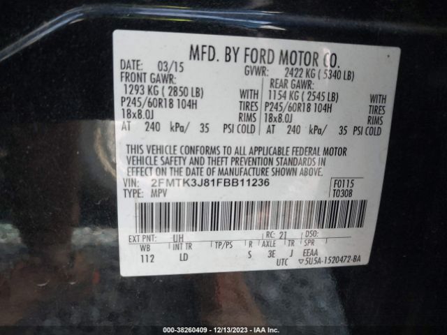 Photo 8 VIN: 2FMTK3J81FBB11236 - FORD EDGE 