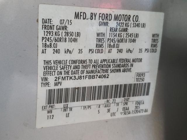 Photo 9 VIN: 2FMTK3J81FBB74062 - FORD EDGE SEL 