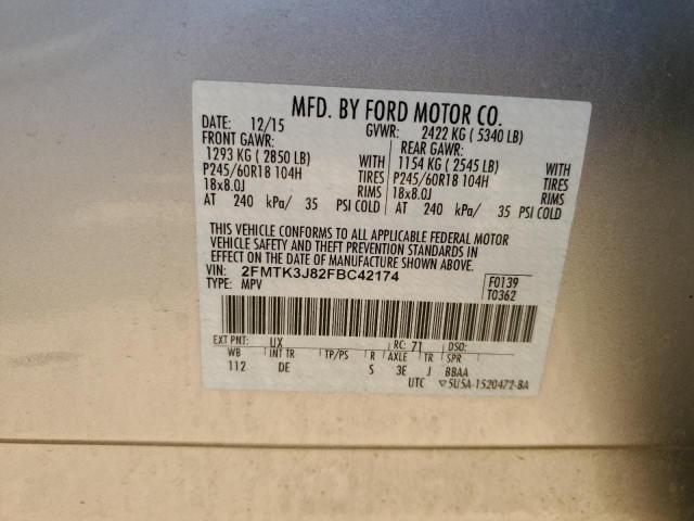 Photo 11 VIN: 2FMTK3J82FBC42174 - FORD EDGE SEL 