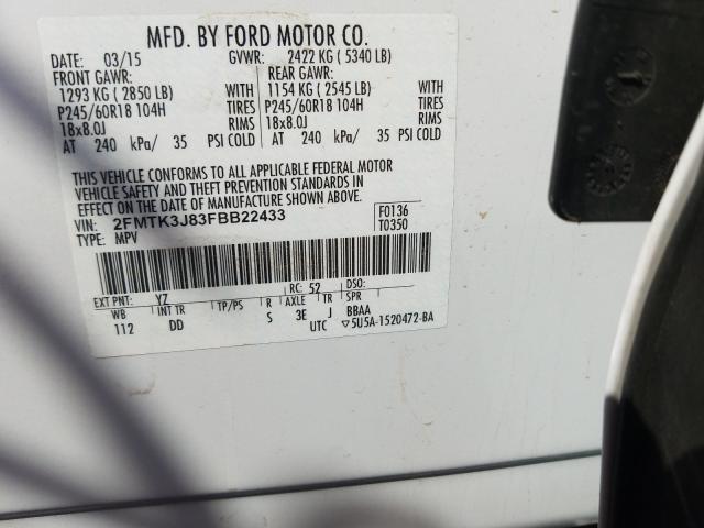 Photo 9 VIN: 2FMTK3J83FBB22433 - FORD EDGE SEL 