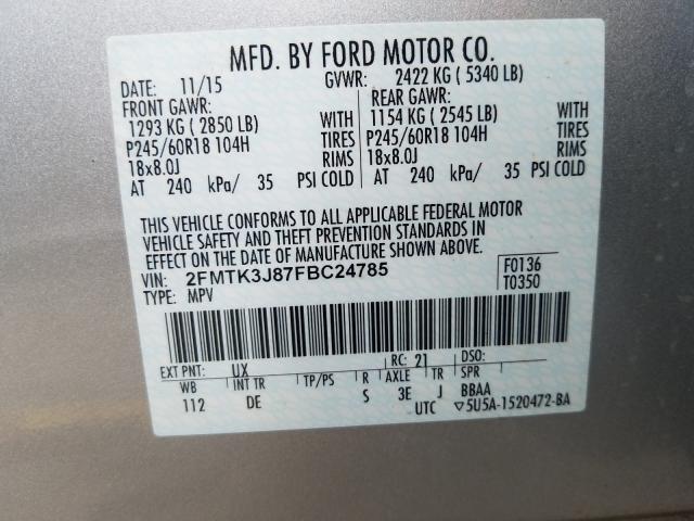 Photo 9 VIN: 2FMTK3J87FBC24785 - FORD EDGE SEL 