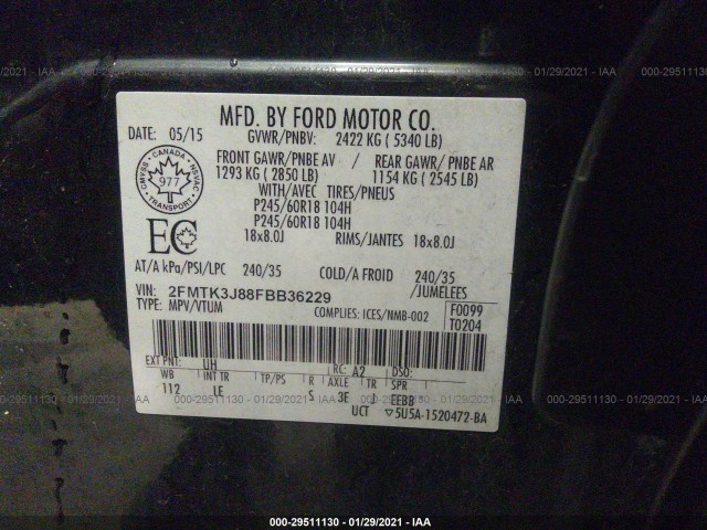 Photo 8 VIN: 2FMTK3J88FBB36229 - FORD EDGE 