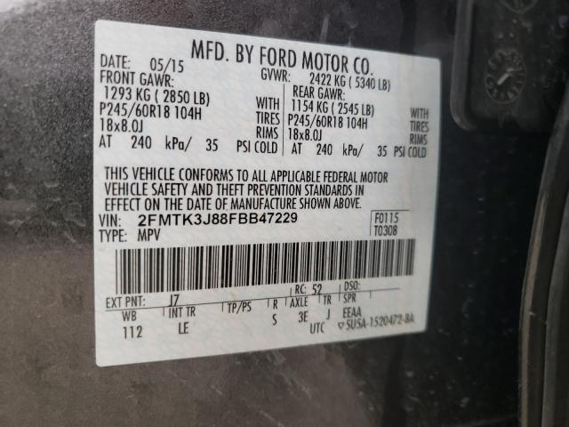 Photo 9 VIN: 2FMTK3J88FBB47229 - FORD EDGE SEL 