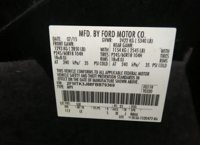 Photo 8 VIN: 2FMTK3J88FBB79369 - FORD EDGE 