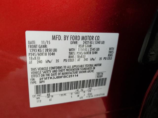 Photo 12 VIN: 2FMTK3J89FBC25114 - FORD EDGE SEL 