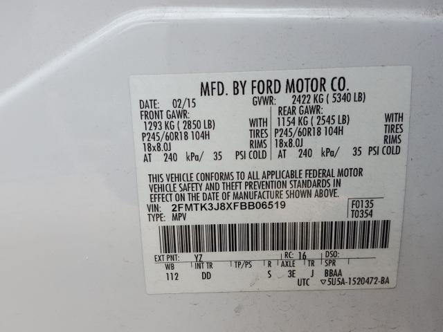 Photo 9 VIN: 2FMTK3J8XFBB06519 - FORD EDGE SEL 