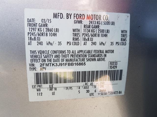 Photo 9 VIN: 2FMTK3J91FBB16865 - FORD EDGE SEL 