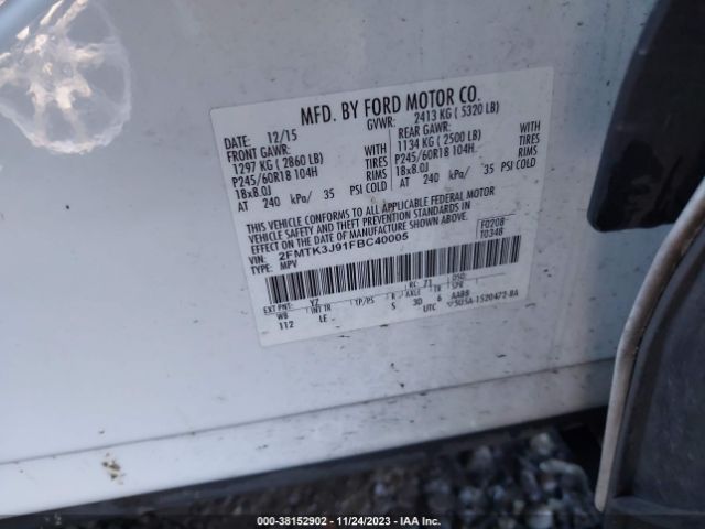 Photo 8 VIN: 2FMTK3J91FBC40005 - FORD EDGE 