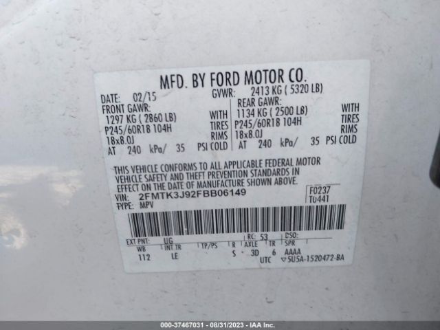 Photo 8 VIN: 2FMTK3J92FBB06149 - FORD EDGE 