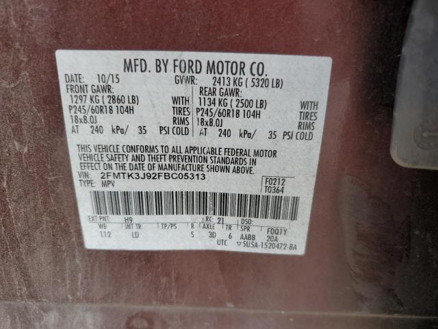 Photo 12 VIN: 2FMTK3J92FBC05313 - FORD EDGE SEL 