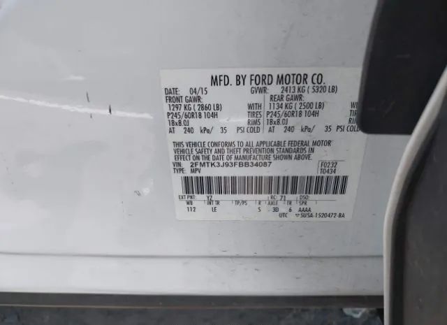 Photo 8 VIN: 2FMTK3J93FBB34087 - FORD EDGE 