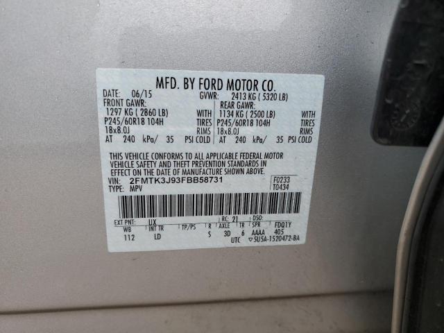 Photo 9 VIN: 2FMTK3J93FBB58731 - FORD EDGE SEL 