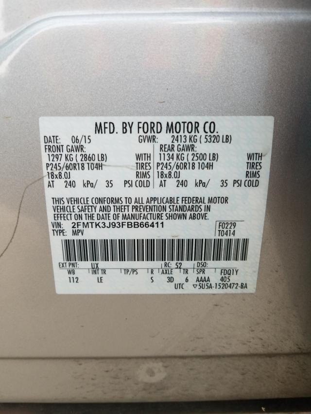 Photo 9 VIN: 2FMTK3J93FBB66411 - FORD EDGE SEL 