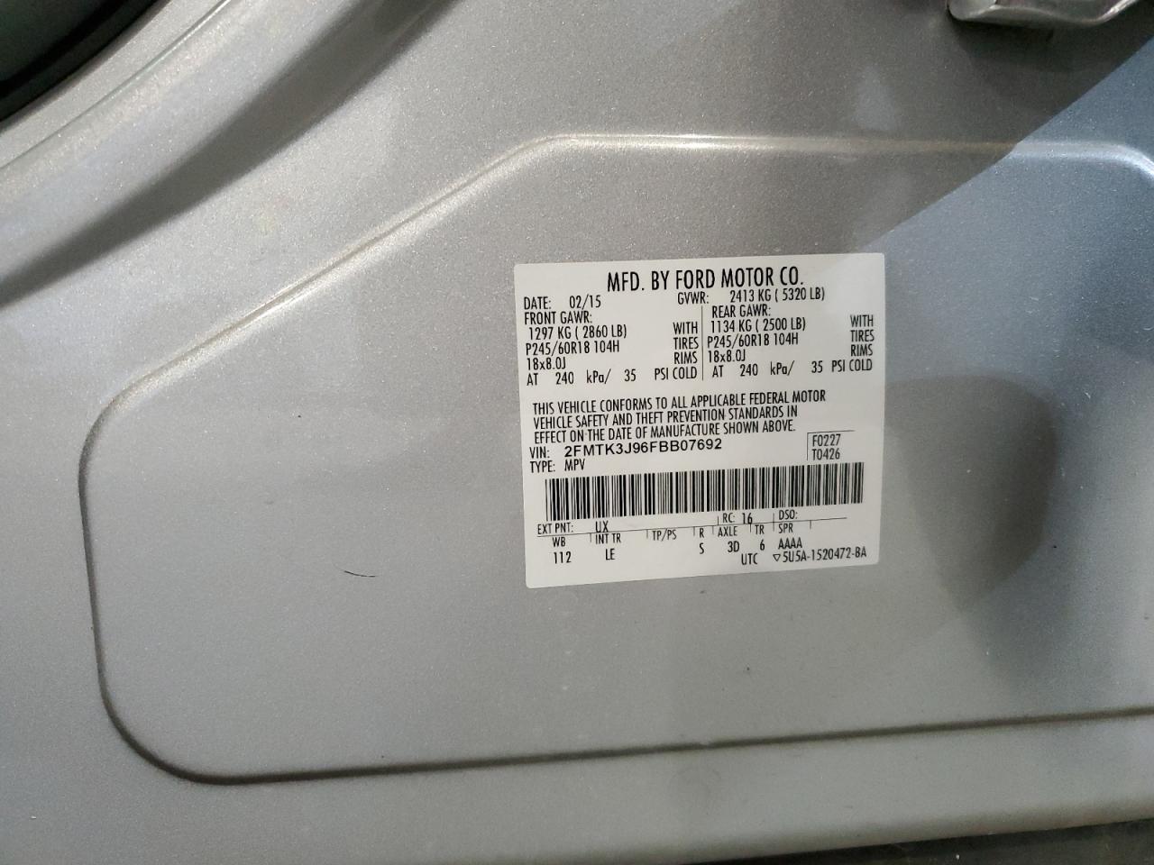 Photo 13 VIN: 2FMTK3J96FBB07692 - FORD EDGE 