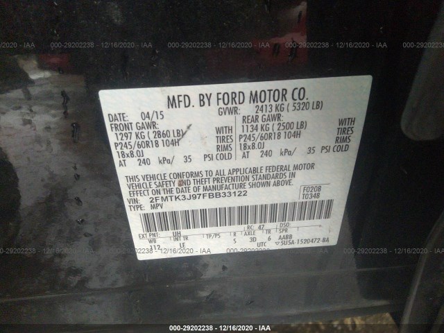 Photo 8 VIN: 2FMTK3J97FBB33122 - FORD EDGE 