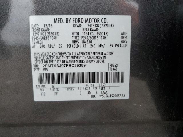 Photo 12 VIN: 2FMTK3J97FBC39389 - FORD EDGE SEL 