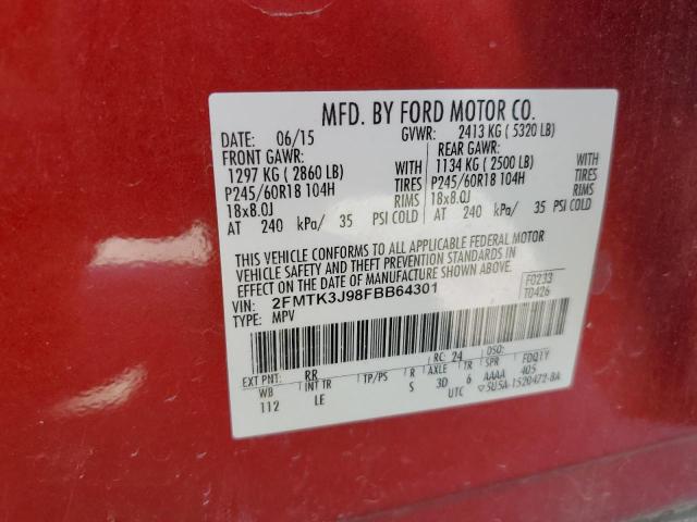 Photo 11 VIN: 2FMTK3J98FBB64301 - FORD EDGE SEL 