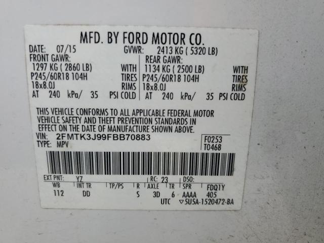 Photo 12 VIN: 2FMTK3J99FBB70883 - FORD EDGE SEL 