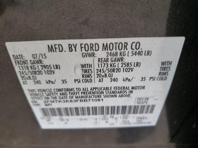 Photo 9 VIN: 2FMTK3K83FBB71081 - FORD EDGE TITAN 