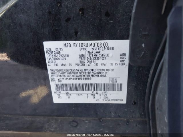 Photo 8 VIN: 2FMTK3K85FBB38566 - FORD EDGE 