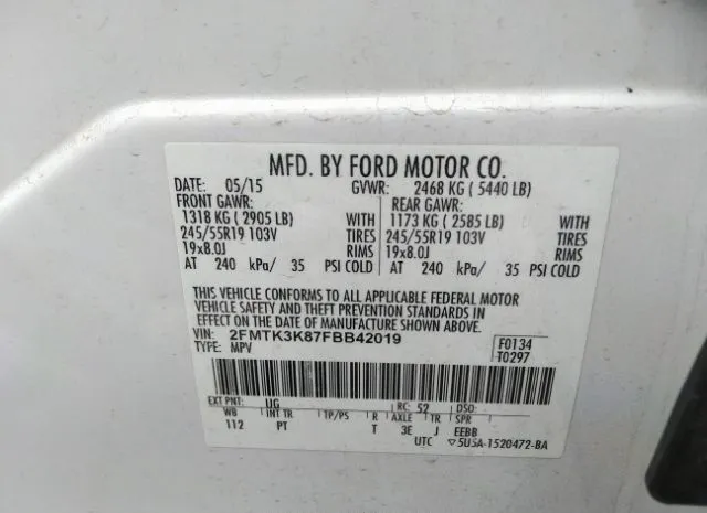 Photo 8 VIN: 2FMTK3K87FBB42019 - FORD EDGE 