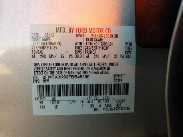 Photo 9 VIN: 2FMTK3K92FBB48299 - FORD EDGE 