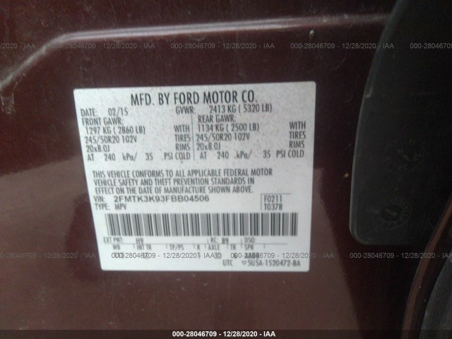 Photo 8 VIN: 2FMTK3K93FBB04506 - FORD EDGE 