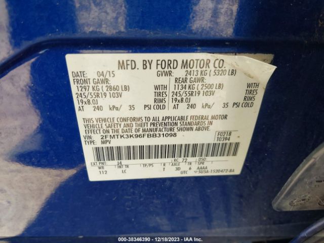 Photo 8 VIN: 2FMTK3K96FBB31098 - FORD EDGE 