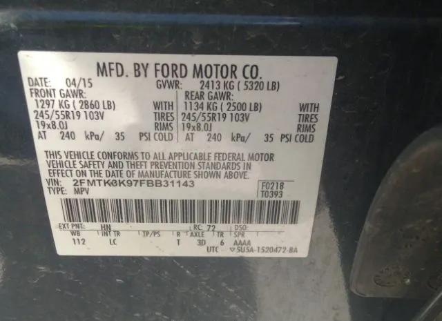 Photo 8 VIN: 2FMTK3K97FBB31143 - FORD EDGE 